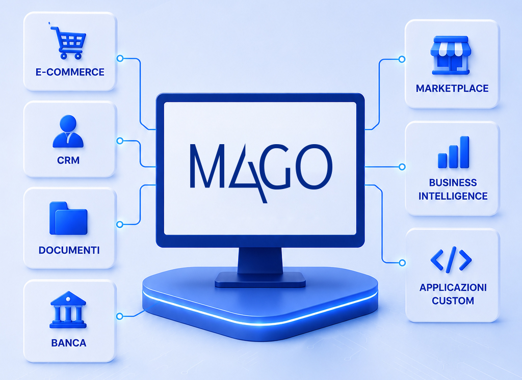 Mago Zucchetti, cuore del sistema informativo aziendale Mago Zucchetti come fonte dati per l'AI: clienti, ordini, fatture, magazzino